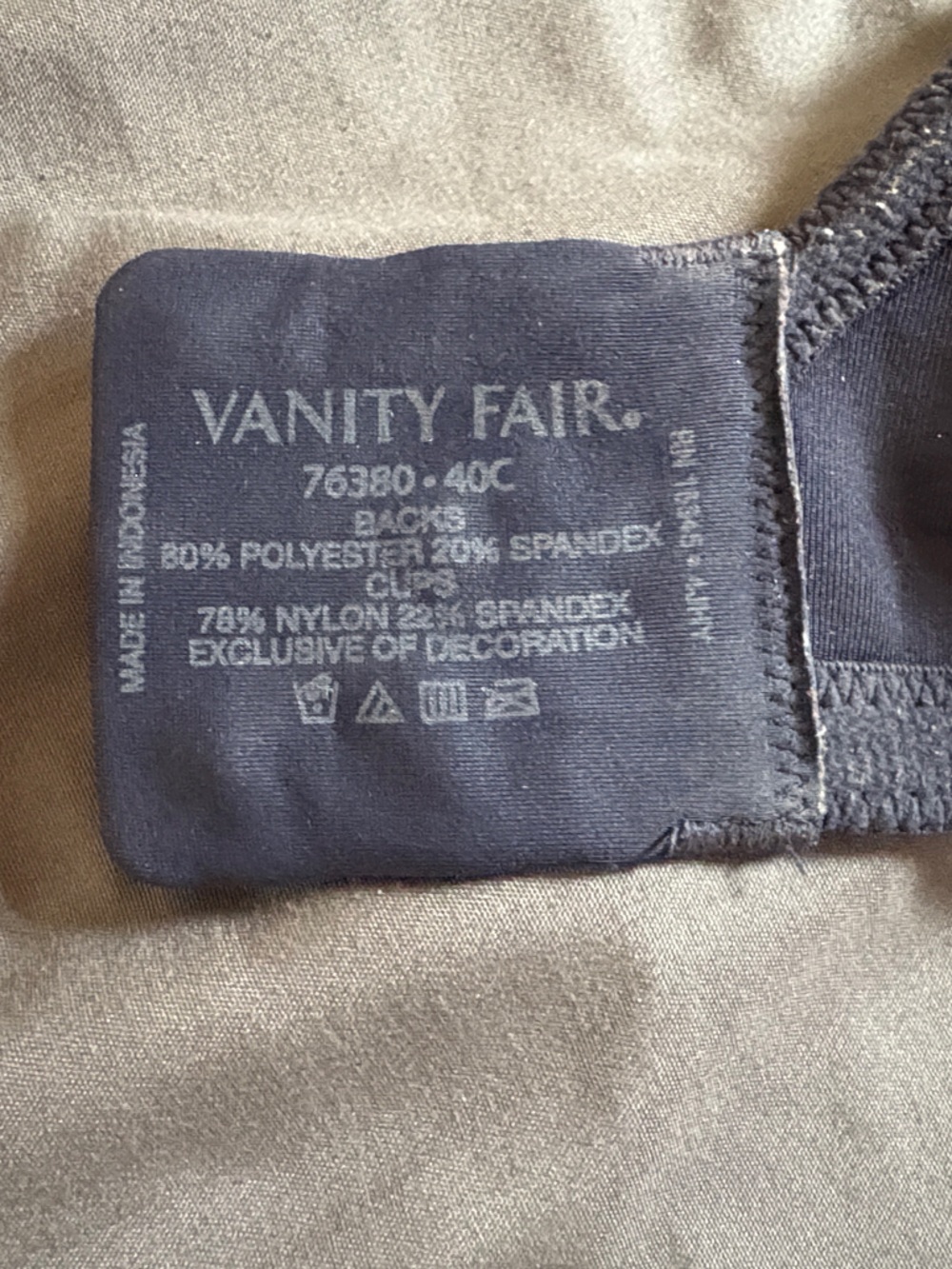 Dark blue vanity Fair full coverage bra